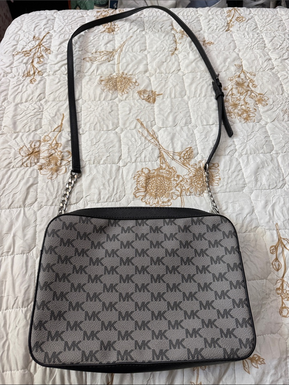 Michael Kors Black and Gray MK Logo Crossbody Bag - Picture 5 of 7